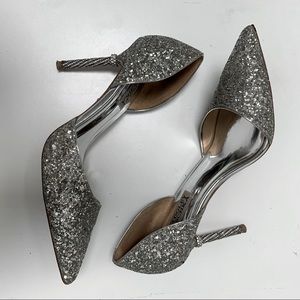 Badgley Mischka Silver sequin Rhinestone Pumps